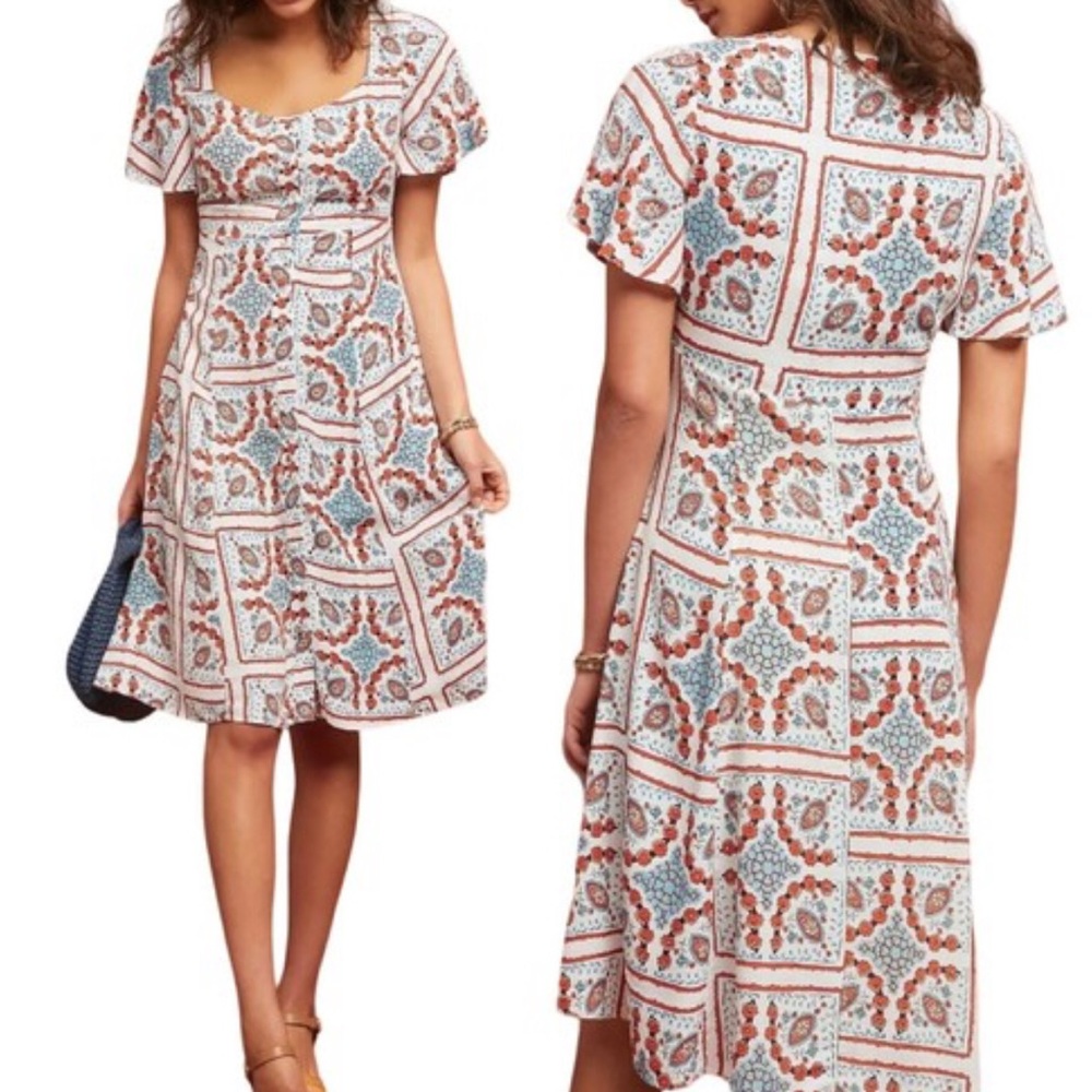 Anthropologie Floral Print Button-Down Dress